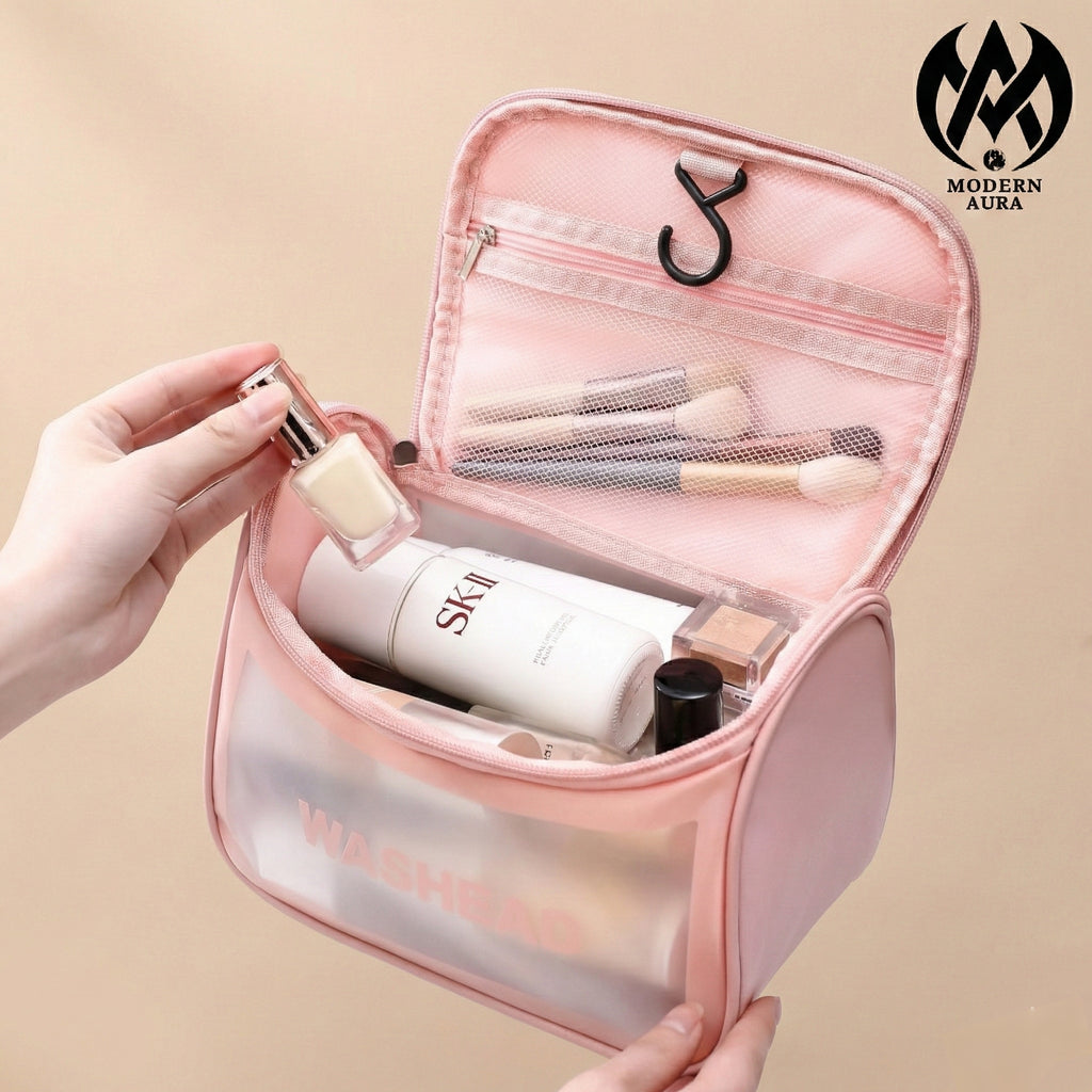 Premium Modern Aura Waterproof Travel Wash Bag – Portable Toiletry & Cosmetic Organizer