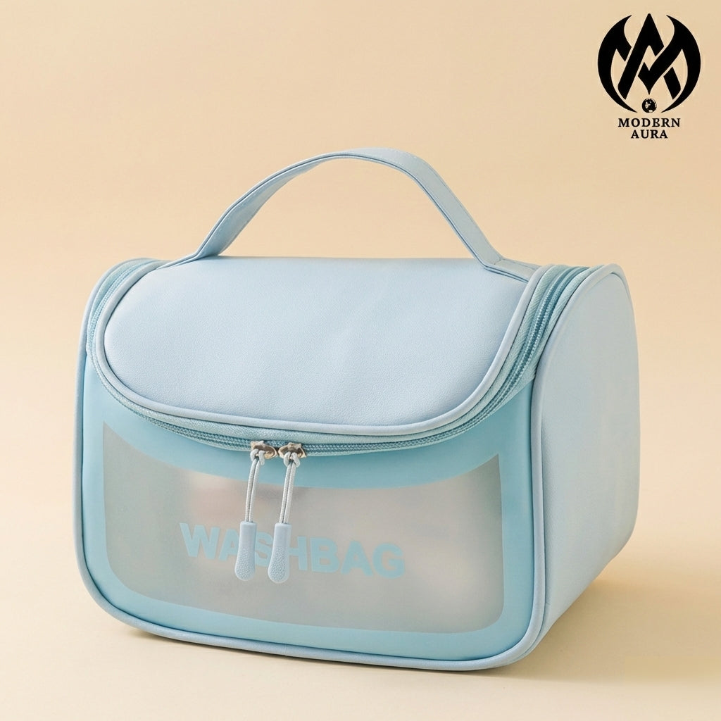 Premium Modern Aura Waterproof Travel Wash Bag – Portable Toiletry & Cosmetic Organizer