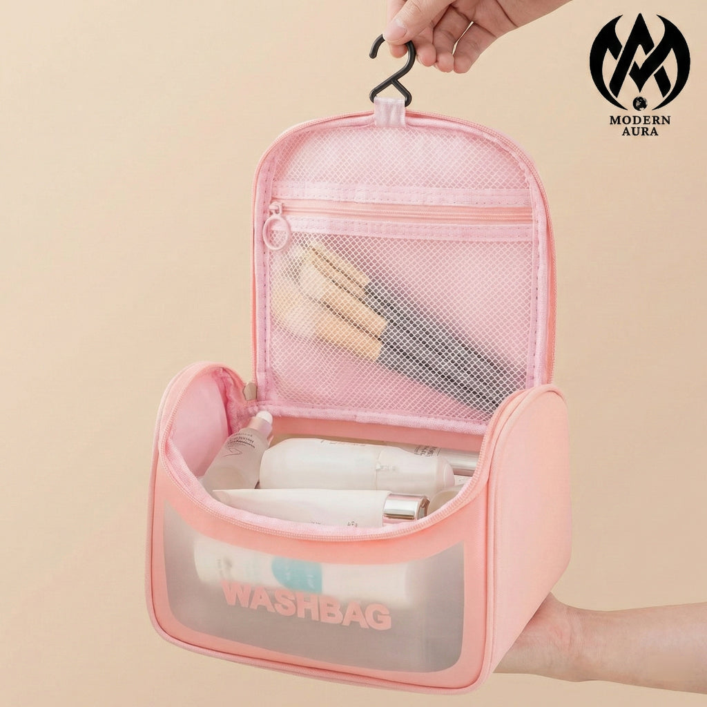 Premium Modern Aura Waterproof Travel Wash Bag – Portable Toiletry & Cosmetic Organizer