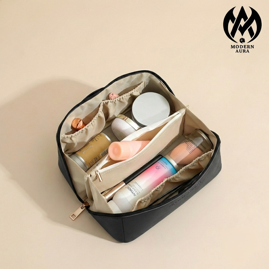 Modern Aura Premium Waterproof Cosmetic & Toiletry Organizer Bag – Travel Makeup Pouch