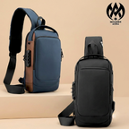 Premium Modern Aura Anti-Theft Sling Backpack with USB Charging Port – Waterproof Crossbody Chest Bag for Men