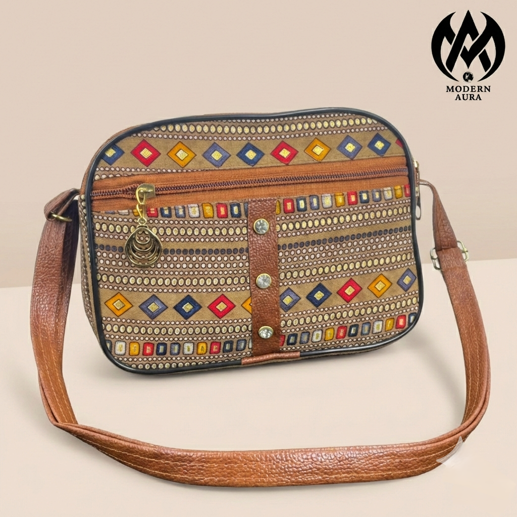 Premium Modern Aura Ethnic Printed Sling Bag for Women – Lightweight Crossbody Shoulder Bag