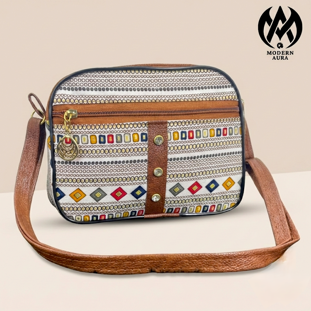 Premium Modern Aura Ethnic Printed Sling Bag for Women – Lightweight Crossbody Shoulder Bag