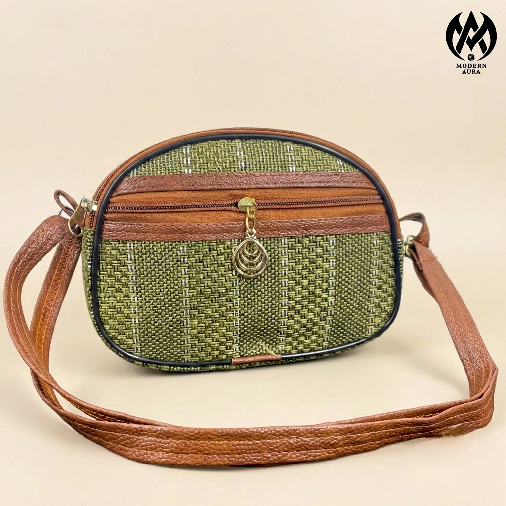 Premium Modern Aura Multi-Zip Textured Sling Bag for Women – Lightweight Crossbody Organizer Purse