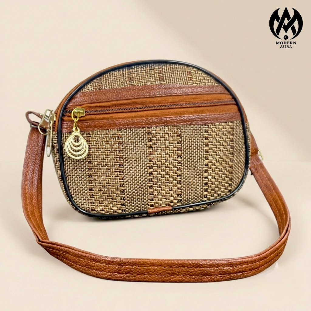 Premium Modern Aura Multi-Zip Textured Sling Bag for Women – Lightweight Crossbody Organizer Purse