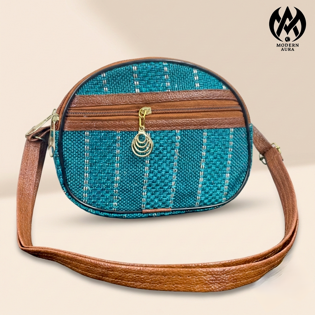 Premium Modern Aura Multi-Zip Textured Sling Bag for Women – Lightweight Crossbody Organizer Purse