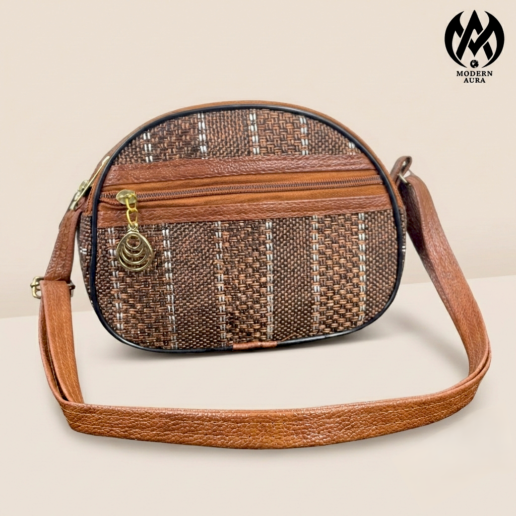 Premium Modern Aura Multi-Zip Textured Sling Bag for Women – Lightweight Crossbody Organizer Purse