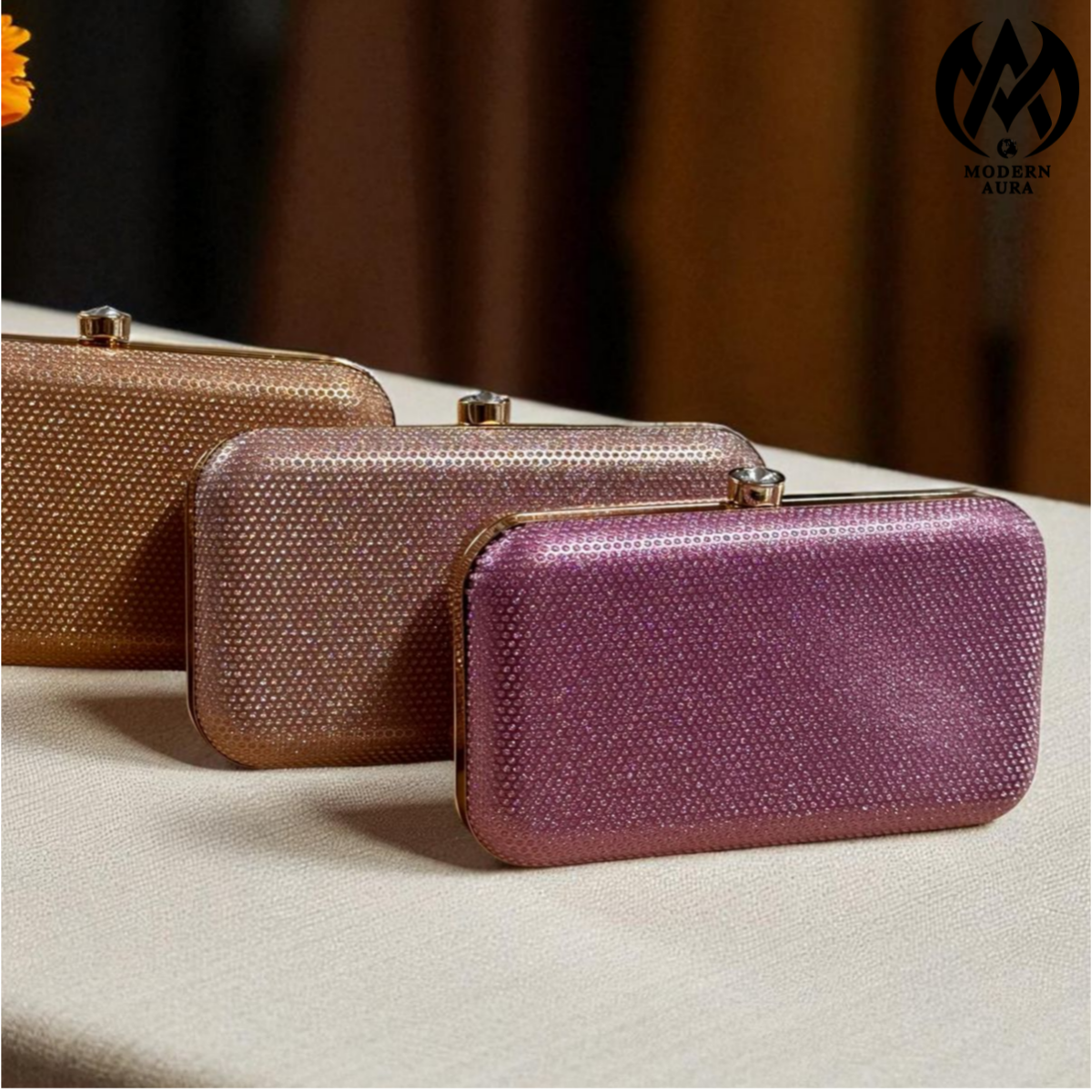 Premium Modern Aura Luxury Metallic Hard Case Clutch Bag for Women – Party & Wedding Evening Handbag